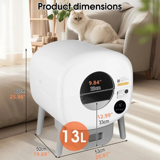 Extra Large Automatic Litter Box Self Cleaning Odor-Free, App-Controlled, Ambient Light Waste Disposal
