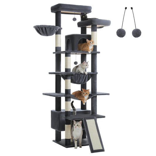 Multi-Level Tall Cat Tree Tower with Sisal Scratching Posts/Pad Cozy Hammock