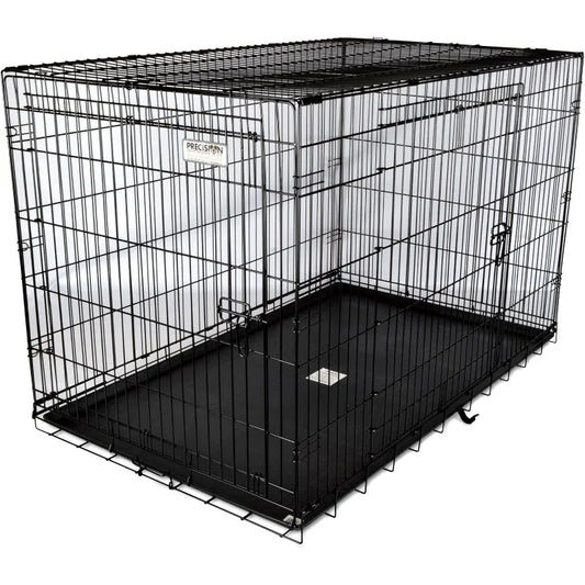 Two Door Wire Dog Crate, 48 Inch, For Pets 90-125 lbs, With 5-Point Locking System