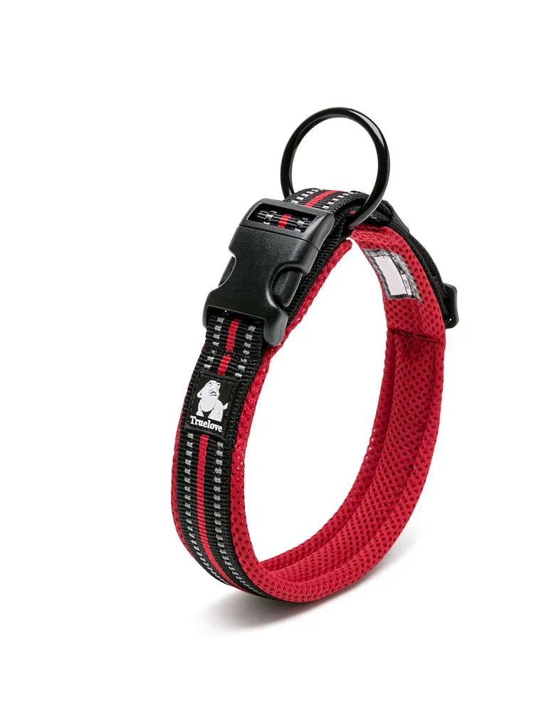 Dog Collar Nylon Adjustable Webbing Padded Soft Reflective Durable Various colors