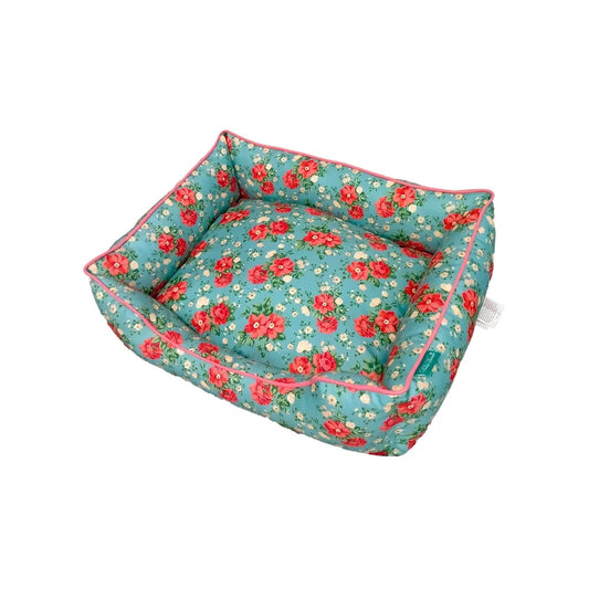 Cozy Vintage Floral Plush Stuffed Dog cat Bed 20x17 Inch