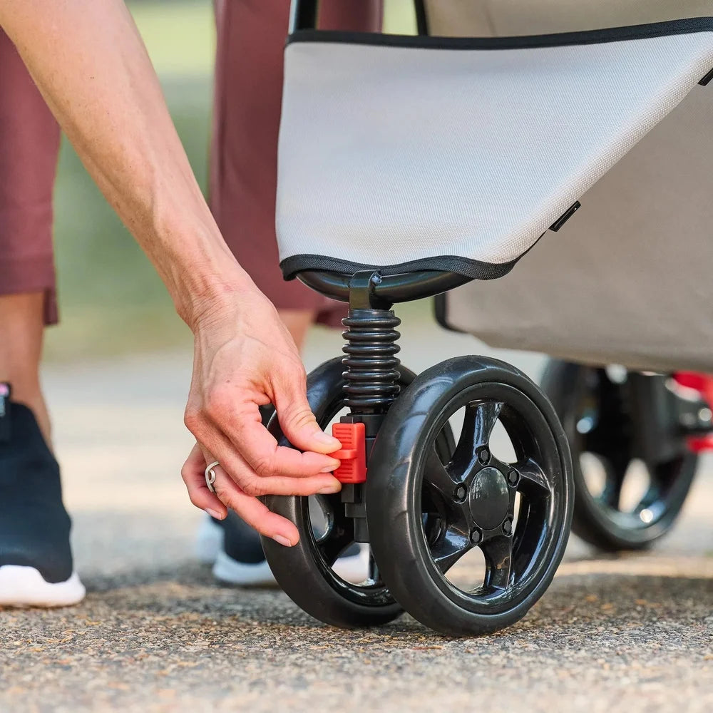 Portable Pet Stroller 360 Degree Swivel Wheels Mesh Canopy Reflective Trim Lightweight Foldable