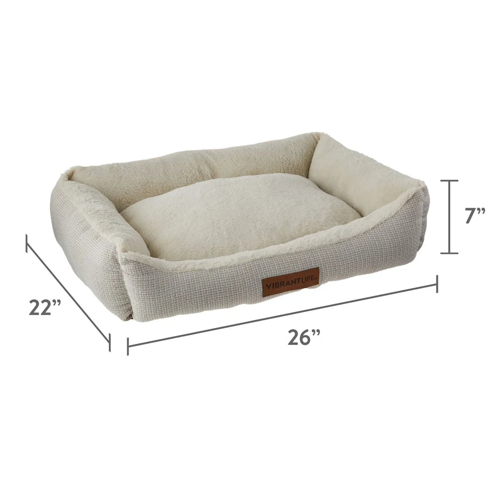 Plush Pet Bed Medium Dogs Cats Bolstered Support Easy Access Machine Washable