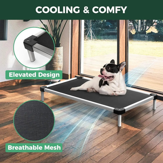Cooling Chew Proof Elevated Bed, Washable for Outdoor/Camping/Indoor Use, Waterproof