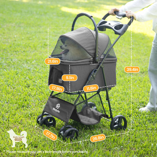 Luxury Pet Stroller Light Cup Holder Design Four-wheeled various colors