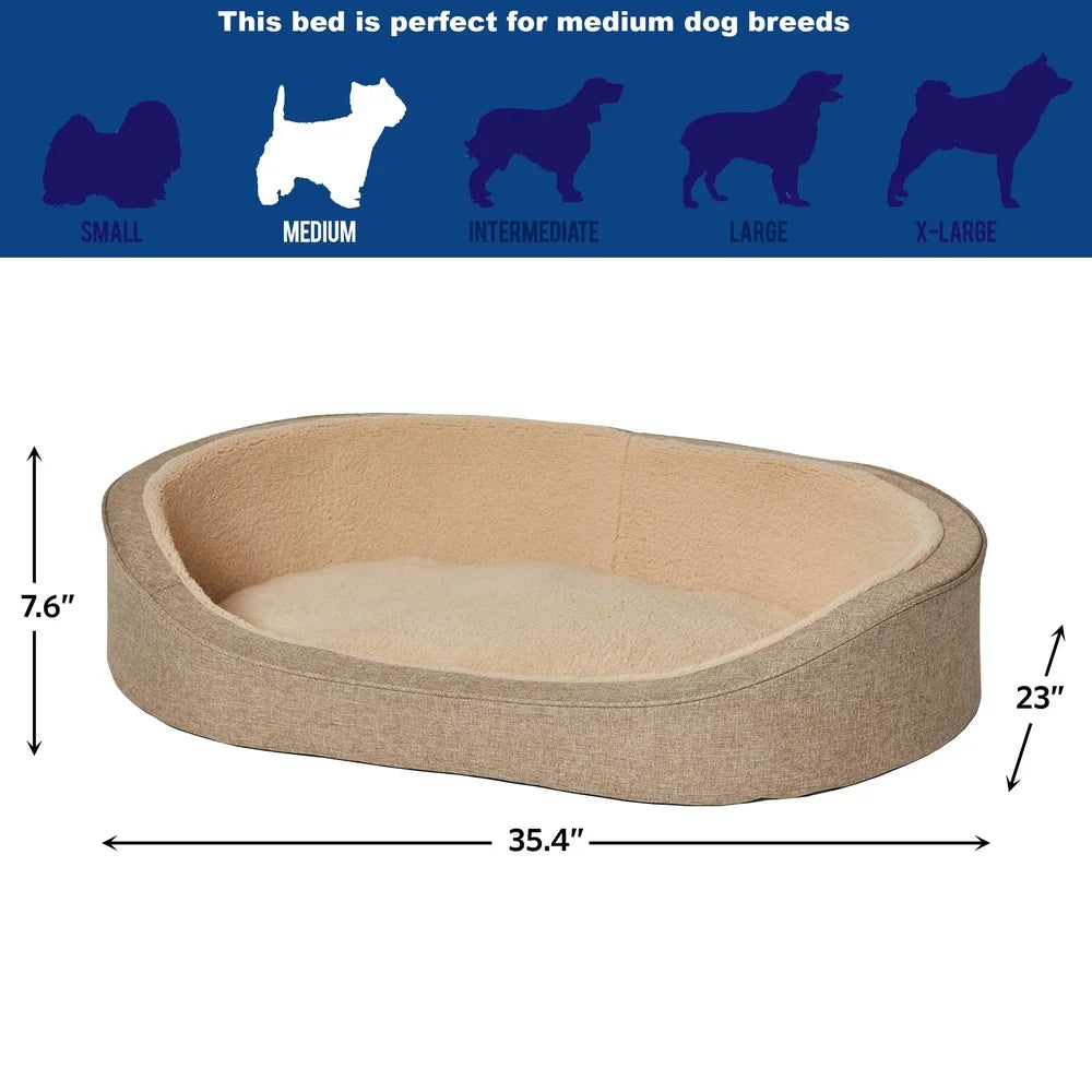 Medium Dog Cat Bed High Foam Bolster Easy Clean Removable Cover23L x 35W
