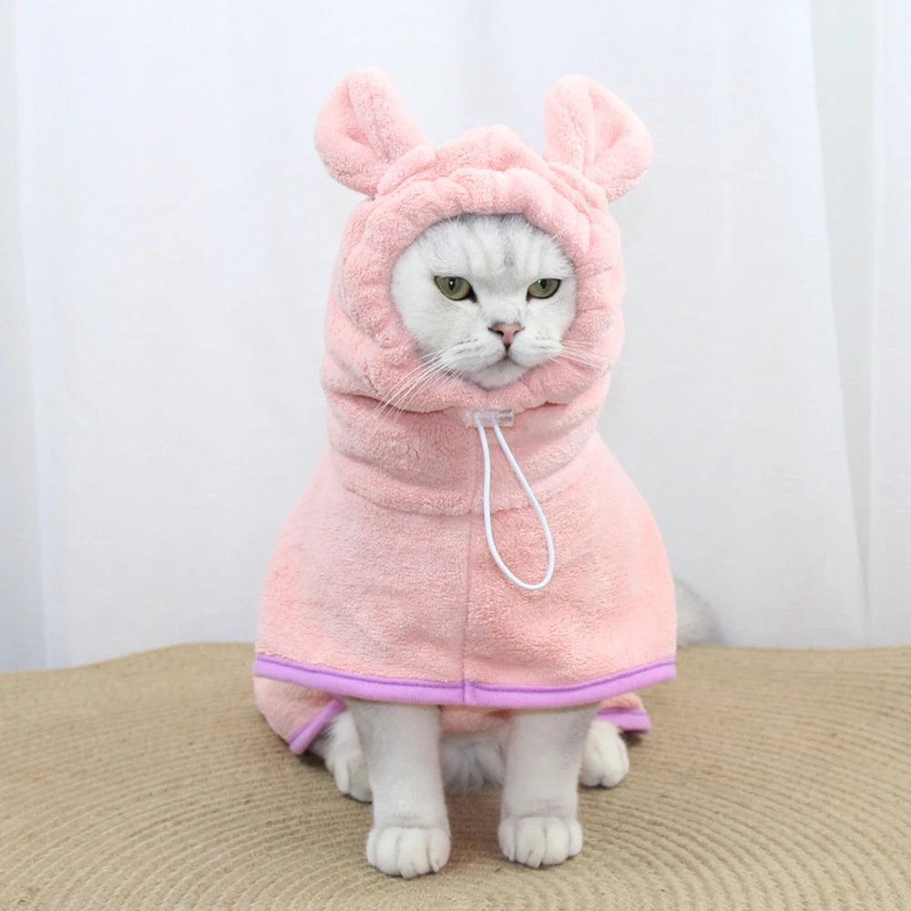 Microfiber Absorbent Beach Towel For Dogs Cats Fast Drying Hooded Jacket. Various colors