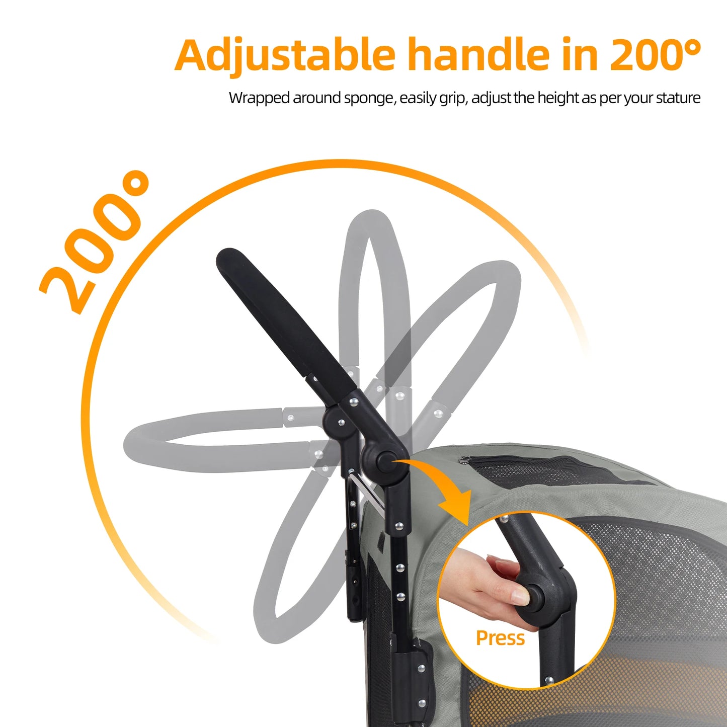 Portable  Stroller 4 Wheels for Large Dogs and cats Foldable