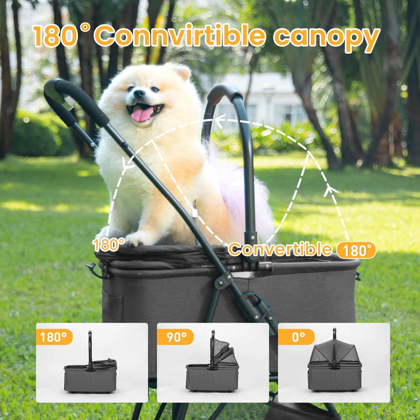 Luxury Pet Stroller Light Cup Holder Design Four-wheeled various colors