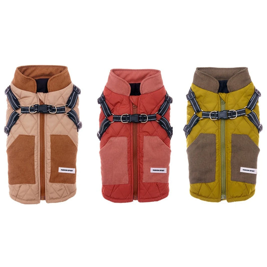 Windproof Dog Coat With Harness  Small Dogs Jacket Chihuahua French Bulldog Various colors