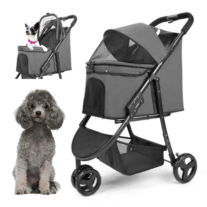 Pet Stroller Bag Travel Car Foldable 300lbs  Dogs Cat ,3 Wheels