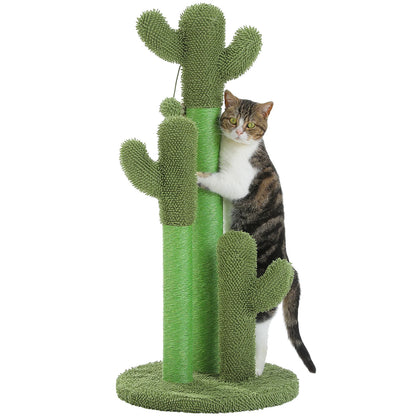 Cactus Cat Scratching Post for Indoor with 3 Sisal Scratching Poles