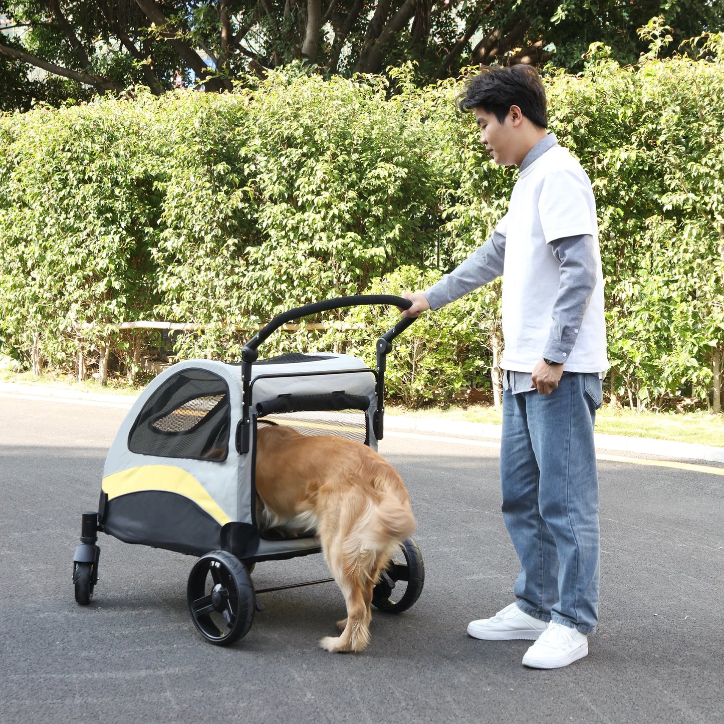 Portable  Stroller 4 Wheels for Large Dogs and cats Foldable