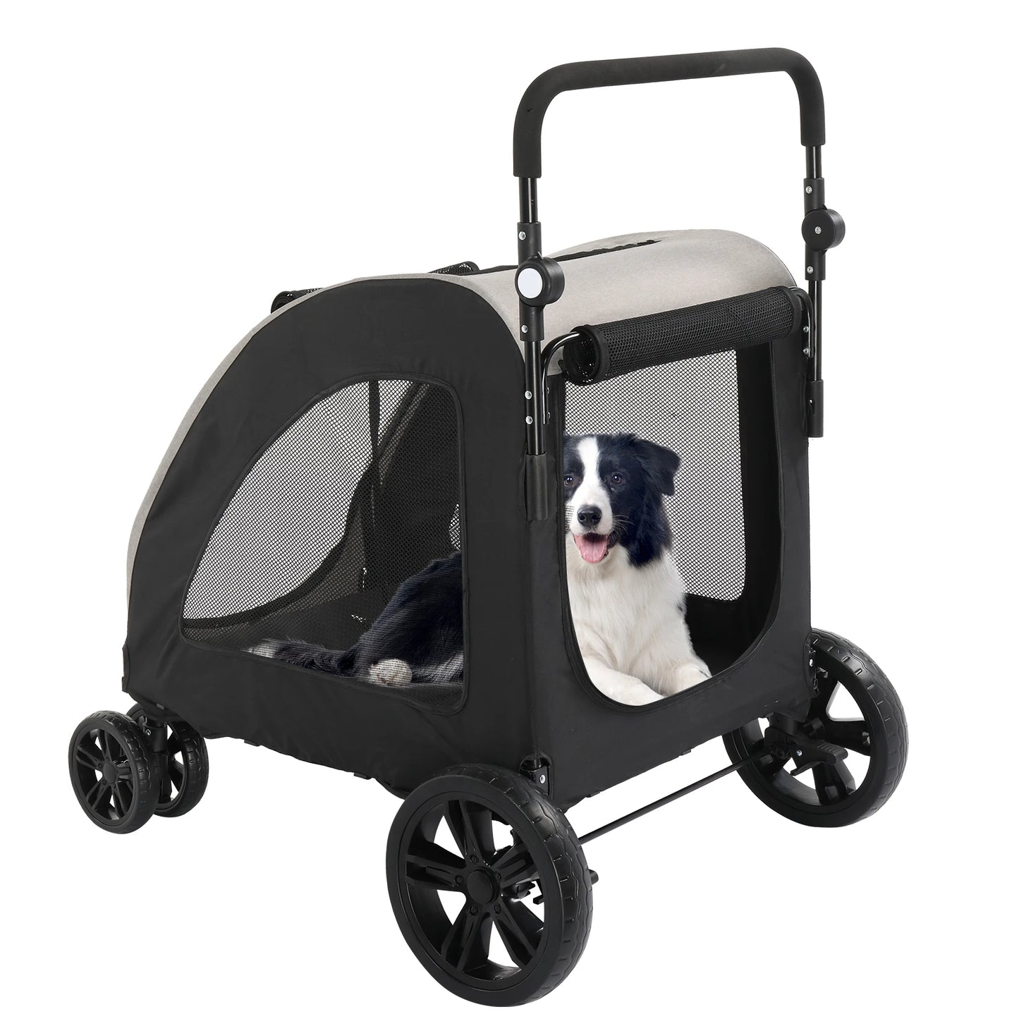 Medium Large Adjustable Handle Stroller Grey Foldable