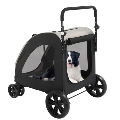 Medium Large Adjustable Handle Stroller Grey Foldable