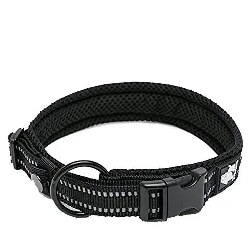 Dog Collar Nylon Adjustable Webbing Padded Soft Reflective Durable Various colors