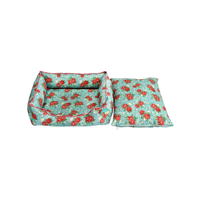Cozy Vintage Floral Plush Stuffed Dog cat  Bed  20x17 Inch
