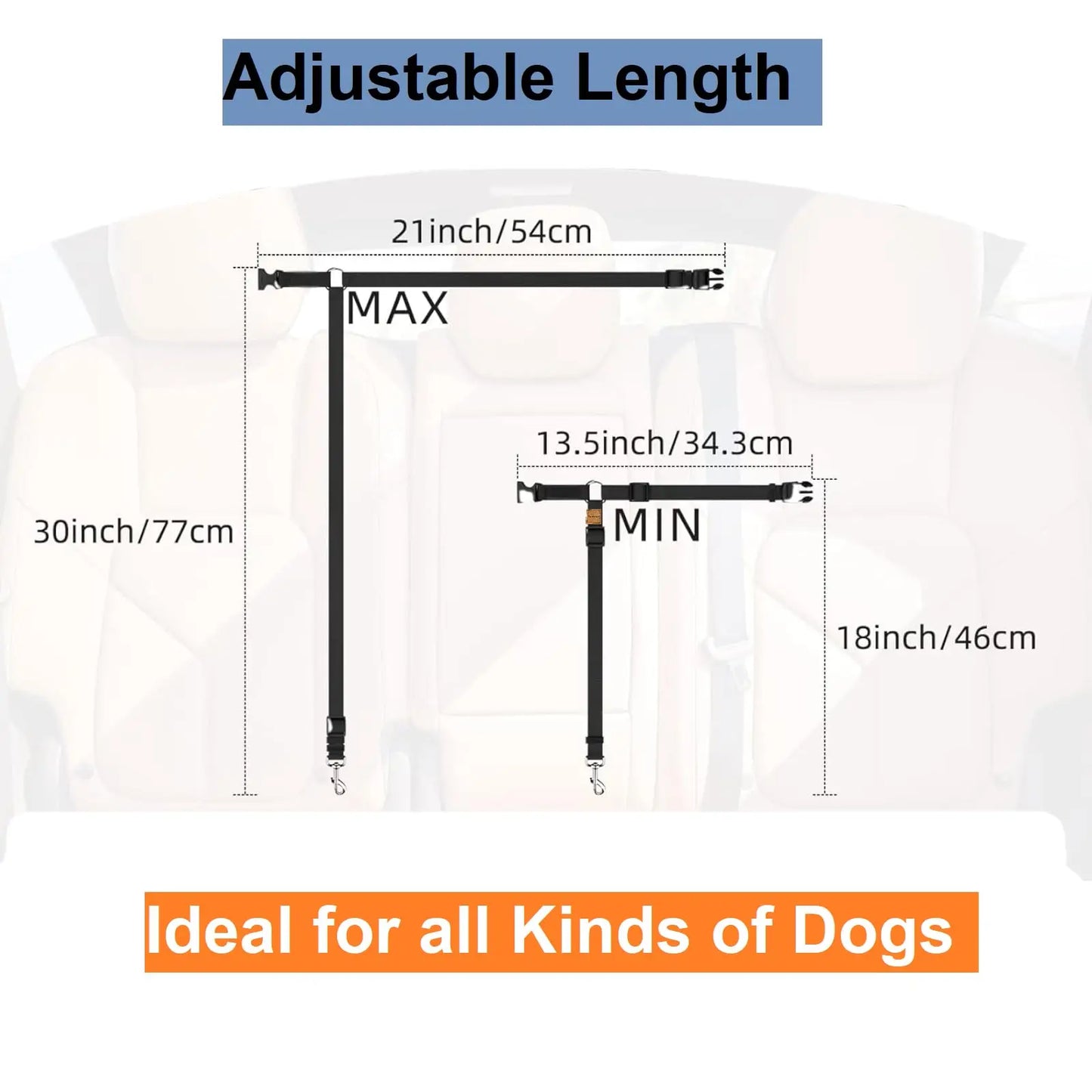 2 Sets of Car Seat Belts for Dogs and cats   Elastic and Durable Travel Safety Belt Tether    Universal for Cars and Trucks