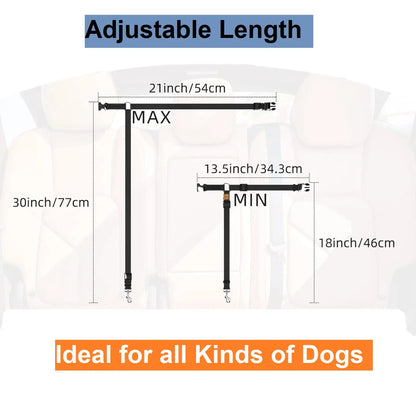 2 Sets of Car Seat Belts for Dogs and cats   Elastic and Durable Travel Safety Belt Tether    Universal for Cars and Trucks