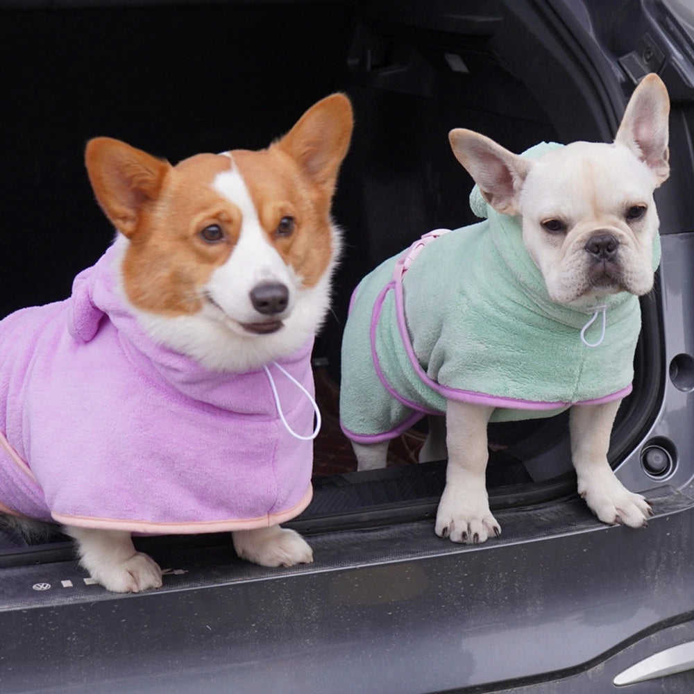 Microfiber Absorbent Beach Towel For Dogs Cats  Fast Drying Hooded Jacket. Various colors