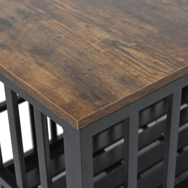 42" Heavy Duty Dog Crate for Large Medium Dogs with 4 Lockable Wheels and 2 Locks,