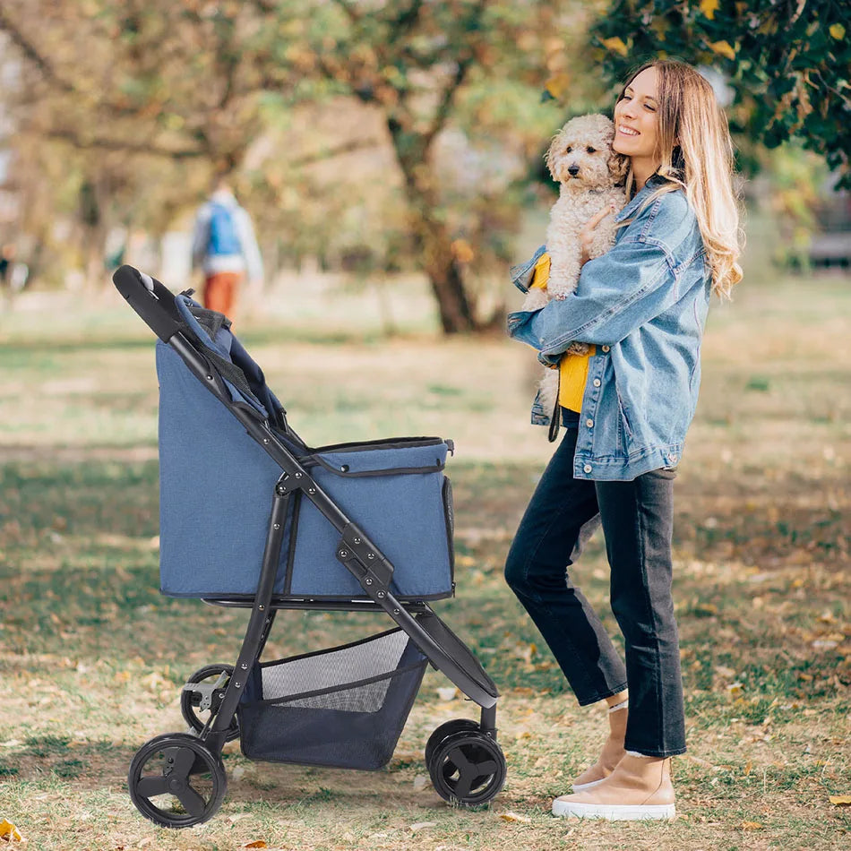 Pet Stroller Bag Travel Car Foldable 300lbs  Dogs Cat ,3 Wheels
