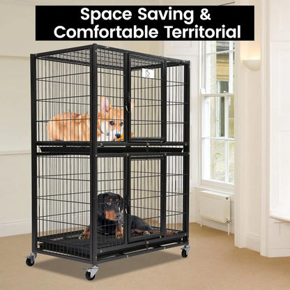 Pet 31" Stackable Dog Crate, Heavy Duty with Lockable Wheels,