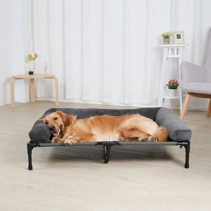 Dogs and Cats Indoor Outdoor Elevated Pet Lounger Bed with Detachable Plush Bolster L XL 2XL