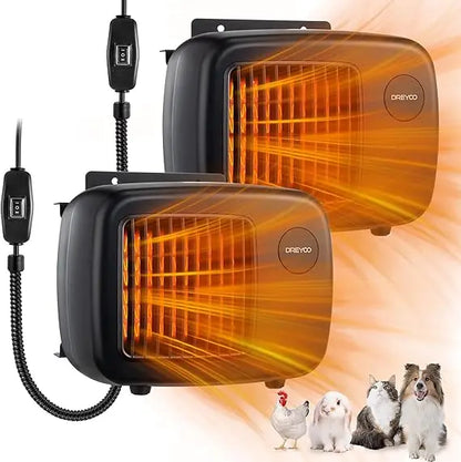 Dog House Heater with Thermostat 6FT Anti Chew Cord and Safe Overheat Protection, 2 Heating Mode (200/40