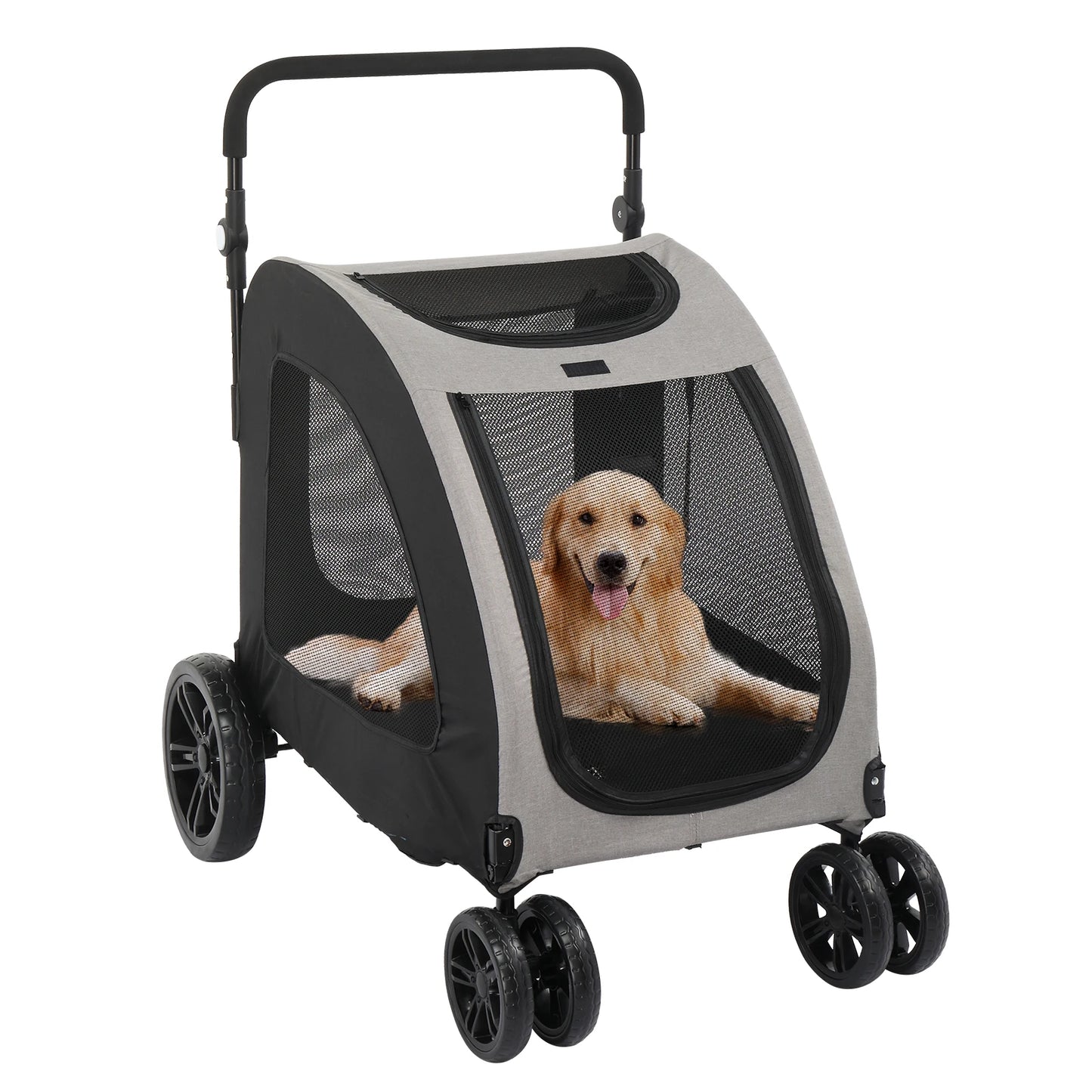 Medium Large Adjustable Handle Stroller Grey Foldable