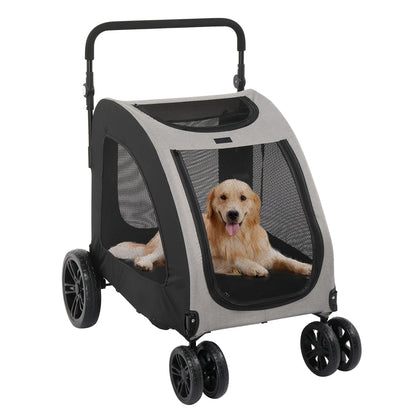 Medium Large Adjustable Handle Stroller Grey Foldable
