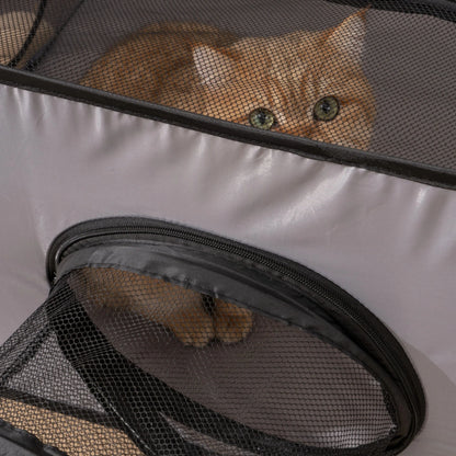 Gray Cats and Dogs Hard Oxford Cloth with a Play Tunnel Foldable