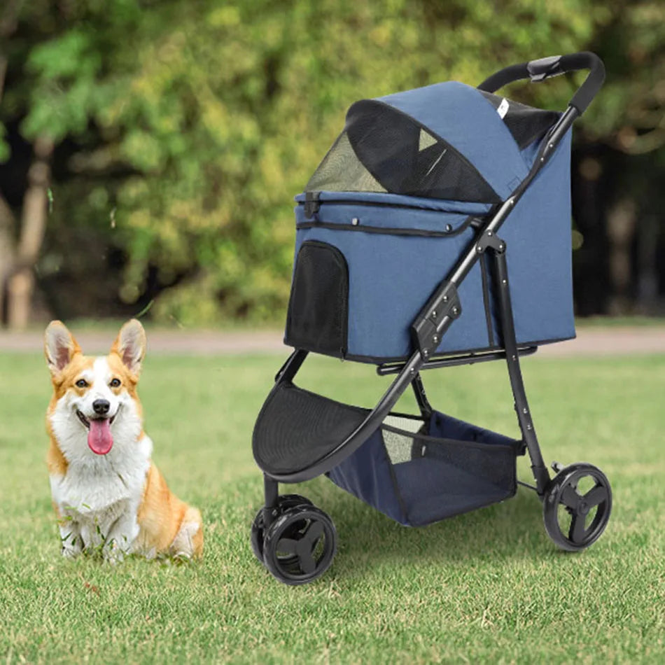 Pet Stroller Bag Travel Car Foldable 300lbs  Dogs Cat ,3 Wheels