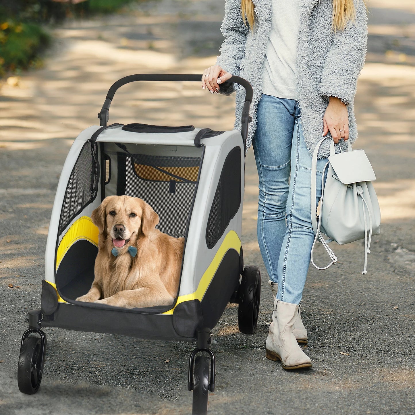 Portable  Stroller 4 Wheels for Large Dogs and cats Foldable