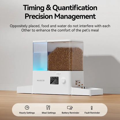 2In1 Automatic Pet Gravity Feeder Gravity Water Fountain 8.5L Auto Cat Kibble Dispenser with Water Refill Drinker