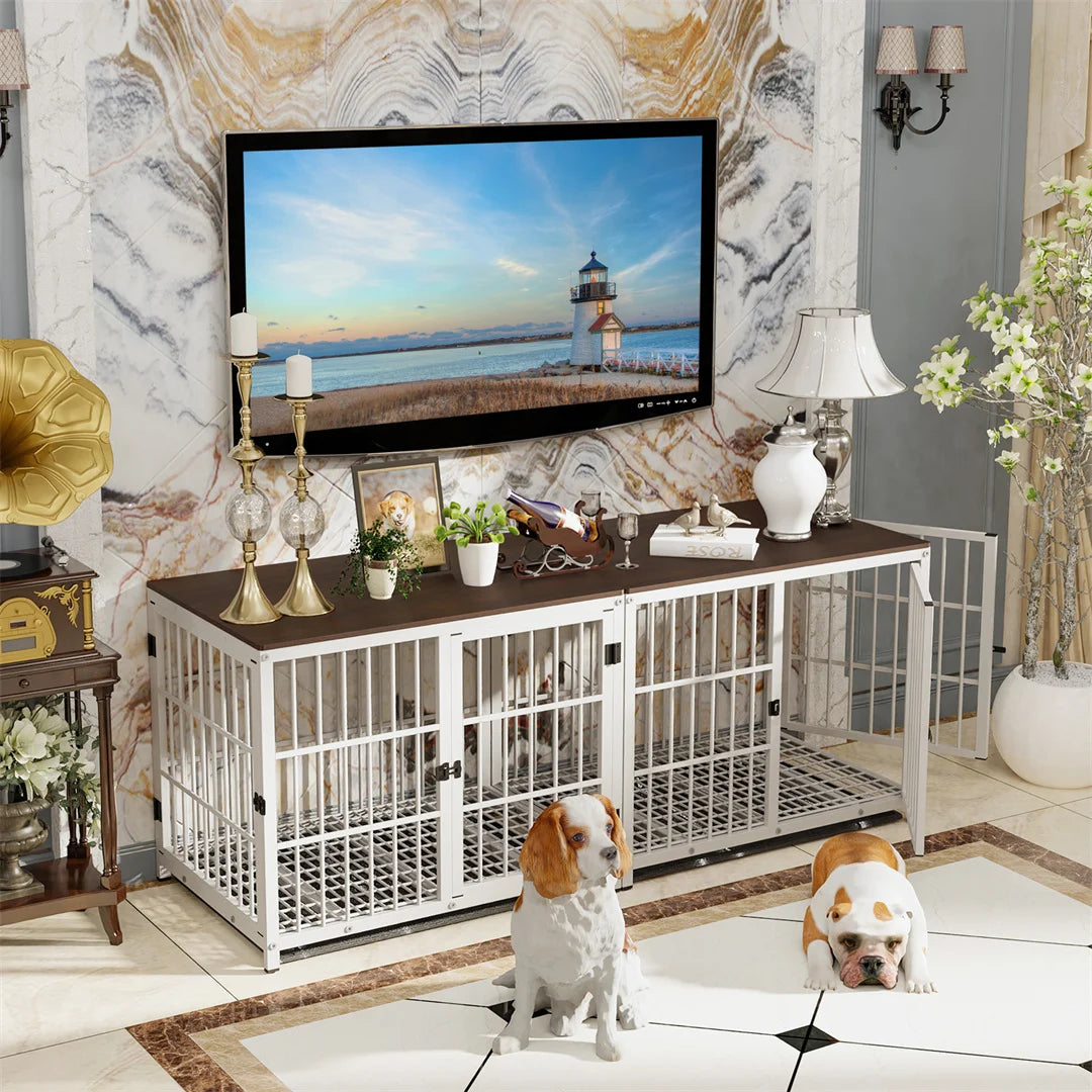 Furniture Style Dog Crate End Table with Three Doors and Removable Tray, for Small Medium Large Dogs various colors