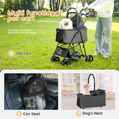 Luxury Pet Stroller Light Cup Holder Design Four-wheeled various colors