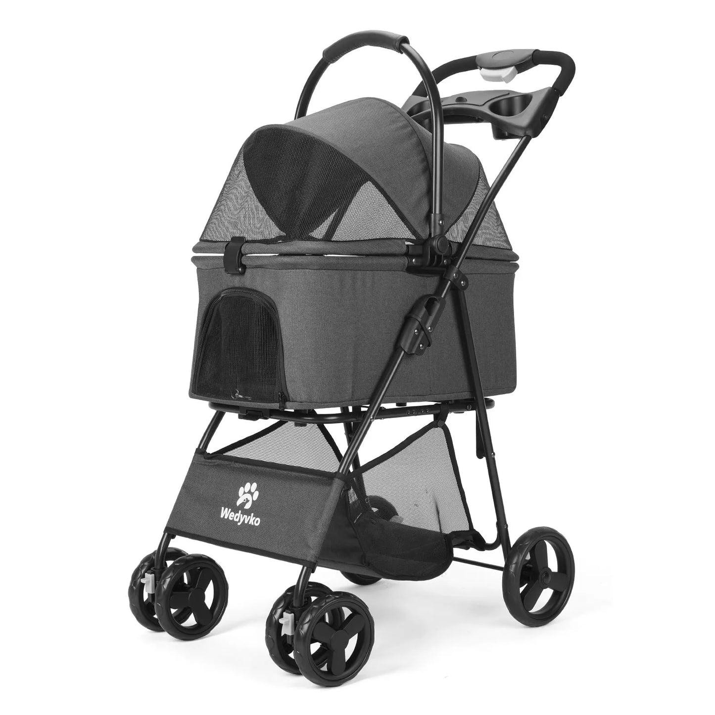 Luxury Pet Stroller Light Cup Holder Design Four-wheeled various colors