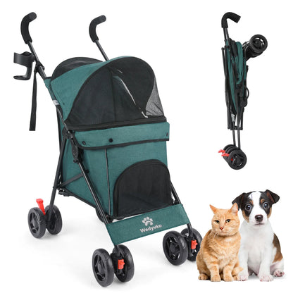 Stroller 4 Wheels Rotate with Brakes Storage for Dogs Cats various colors