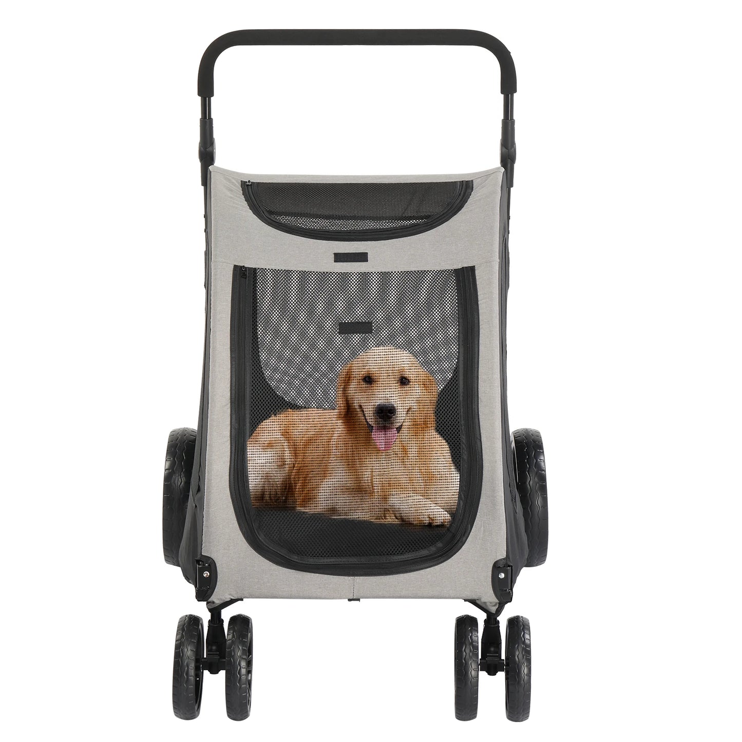 Medium Large Adjustable Handle Stroller Grey Foldable