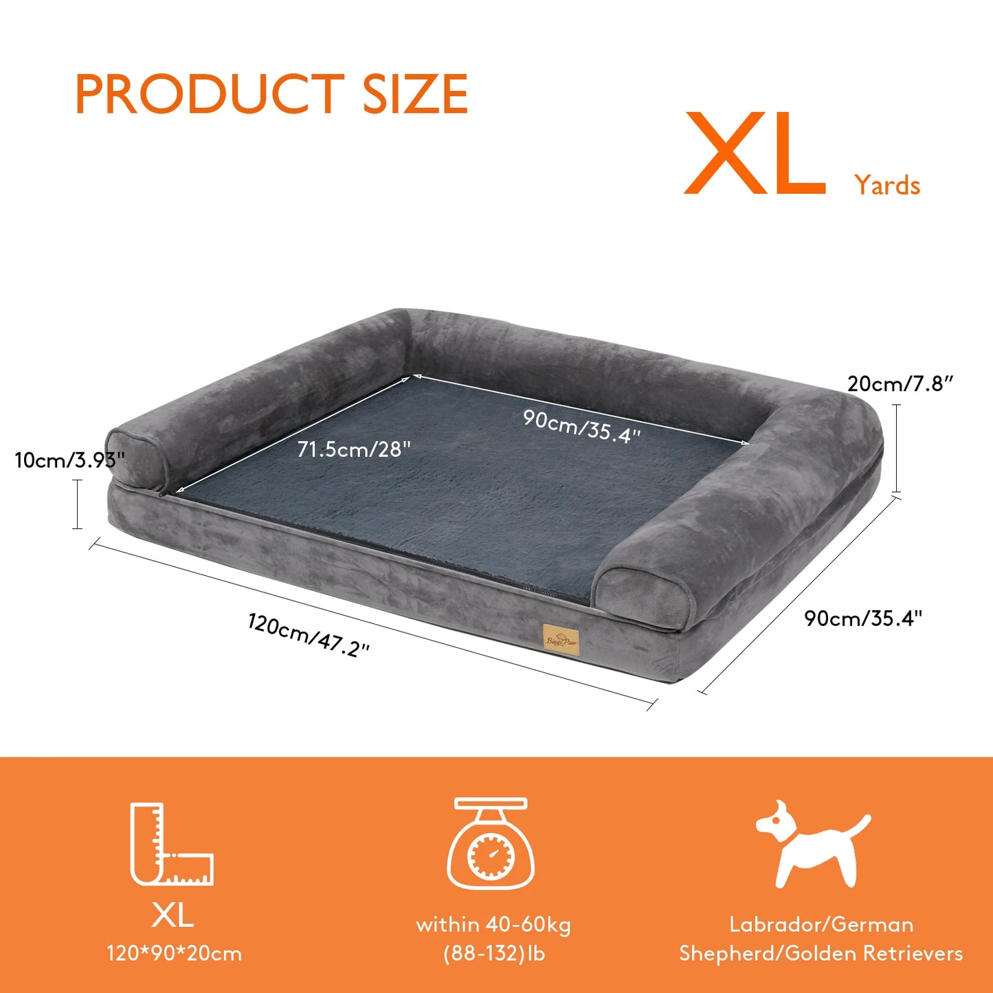 Dog Bed Extra Large Orthopedic Mattress Cushion with Removable Washable Cover