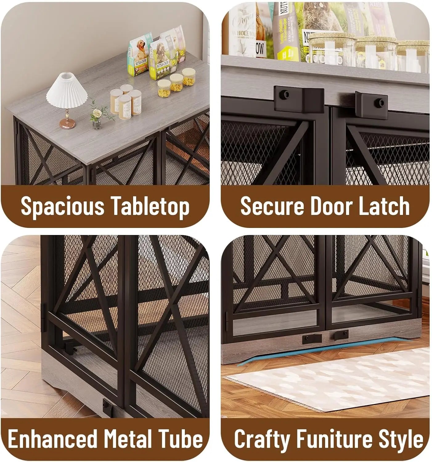 Large Dog Crate Furniture for XLarge Breed with Double Doors,Modern Decorative End Table Pet House