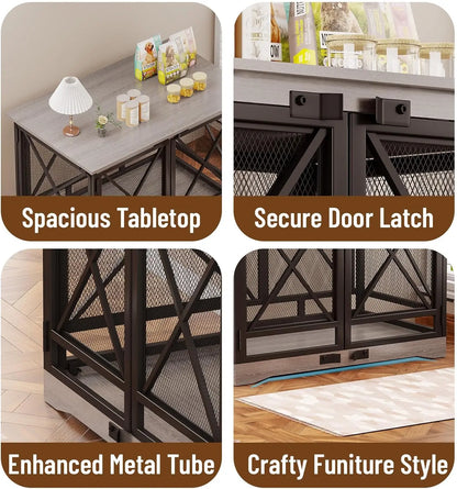 Large Dog Crate Furniture for XLarge Breed with Double Doors,Modern Decorative End Table Pet House