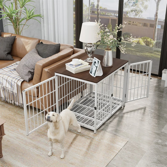 Furniture Style Dog Crate End Table with Three Doors and Removable Tray, for Small Medium Large Dogs various colors