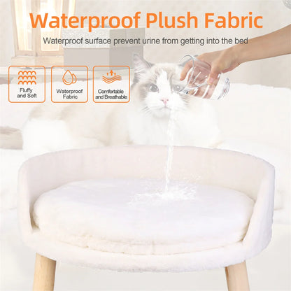 Ultra Soft Elevated Dog Cat  Backrest Stool Lounger with Removable Waterproof Padded Cushion