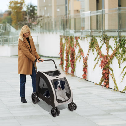 Medium Large Adjustable Handle Stroller Grey Foldable
