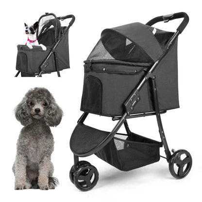 Pet Stroller Bag Travel Car Foldable 300lbs  Dogs Cat ,3 Wheels