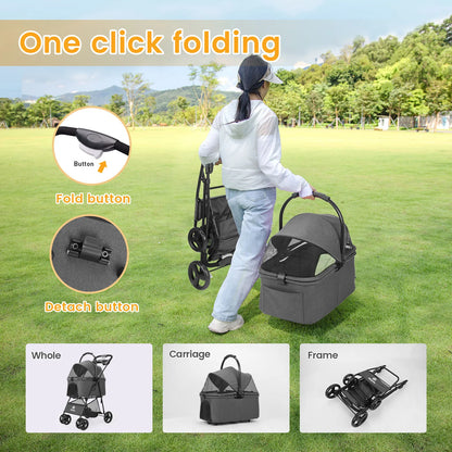 Luxury Pet Stroller Light Cup Holder Design Four-wheeled various colors