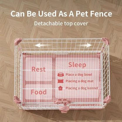 Stylish Pink Indoor  Crate, 30 Inch Ventilated with Slide-Out Tray, for Medium Breed Dogs