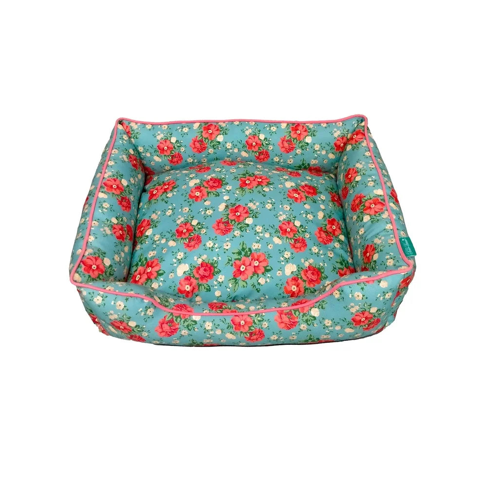 Cozy Vintage Floral Plush Stuffed Dog cat  Bed  20x17 Inch